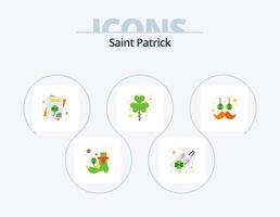 Saint Patrick Flat Icon Pack 5 Icon-Design. Blume. Haar. Einladung. Gesichtsbehaarung. Heilige vektor