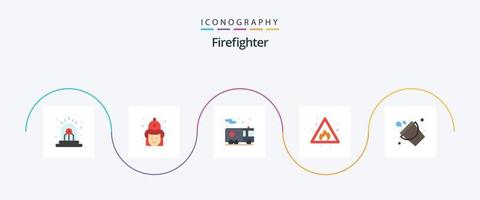 brandman platt 5 ikon packa Inklusive hink. risk. hatt. brand. transport vektor