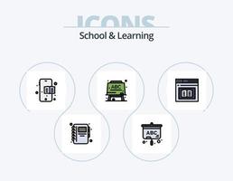 Schule und Lernen Linie gefüllt Icon Pack 5 Icon Design. Bildung. Buchen. lernen. Einstellung. Bildung vektor