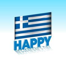 griechischer unabhängigkeitstag. einfache griechische flagge und plakatwand am himmel. 3D-Schriftzug-Vorlage. fertige besondere Tag-Design-Nachricht. vektor