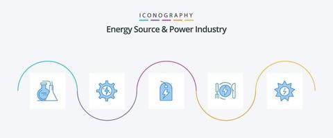 energi källa och kraft industri blå 5 ikon packa Inklusive sol. hotell. märka. middag. konsumtion vektor