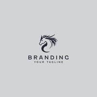 linjär häst huvud logotyp design mall vektor