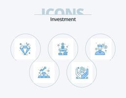 investering blå ikon packa 5 ikon design. kontor. företag. diamant. mynt. pengar vektor