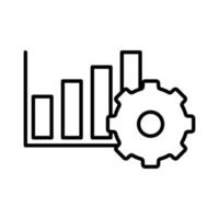 Abbildung des Zahnradsymbols mit Diagramm. Symbol im Zusammenhang mit Projektmanagement. Liniensymbolstil. einfaches Vektordesign editierbar vektor