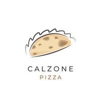 calzone pizza einfache linie kunstillustrationslogo vektor