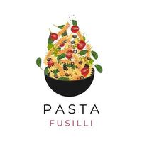 Köstliche Fusilli-Pasta-Logo-Illustration in einer Schüssel vektor