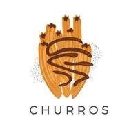 Churros-Illustrationslogo mit geschmolzener Schokoladenglasur vektor