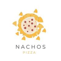 köstliches nachos-käse-pizza-illustrationslogo vektor