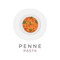 utsökt penne pasta illustration logotyp på en vit tallrik vektor