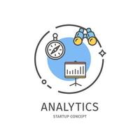 Startup Thin Line Icon Analytics-Konzept. Vektor