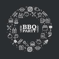 bbq fest runda design mall tunn linje ikon baner. vektor