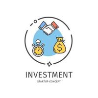 Startup-Icon-Investitionskonzept mit dünner Linie. Vektor