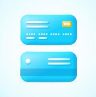 3d blaue Kreditkarten setzen Plastilin-Cartoon-Stil. Vektor