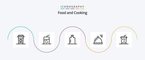 Food Line 5 Icon Pack inklusive . Lebensmittel. Getränk vektor