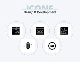 design und entwicklung glyph icon pack 5 symboldesign. Web-Design. Kodierung. Netz. Browser. Seite vektor