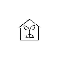 Green House Line Style Icon Design vektor