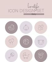 Linestyle-Icon-Design-Set Baby vektor