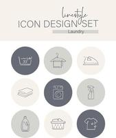 Linestyle-Icon-Design-Set Wäscherei vektor