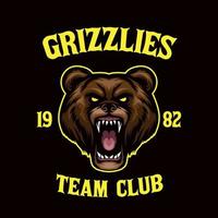 grizzlies team club emblem maskottchen mit offenem mund und zähnen vektor