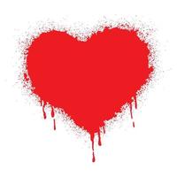 sprühlackiertes Graffiti-Herzschild in Rot auf Weiß. Liebe Herz Tropfsymbol. isoliert auf weißem Hintergrund. Vektor-Illustration vektor