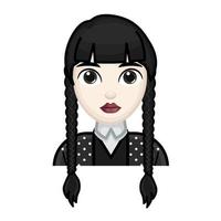 kvinna med svart hår. onsdag begrepp. stor storlek av blek emoji ansikte vektor