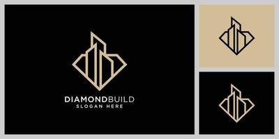 diamant byggnad logotyp design vektor