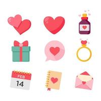 Valentinstag-Icon-Set. geeignet für gestaltungselement der valentinstagfeier, liebesdekoration und romantische ereignisvektorillustration. vektor