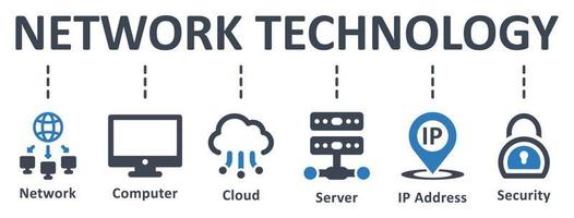 Netzwerk-Technologie-Symbol - Vektor-Illustration. netzwerk, technologie, computer, wolke, server, ip-adresse, sicherheit, infografik, vorlage, konzept, banner, piktogramm, symbolsatz, symbole . vektor