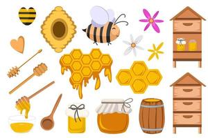 niedliche honigbienenfarm clipart imkerei set illustration vektor