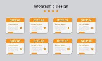 acht Schritte abstrakte Business-Infografik-Vorlage vektor