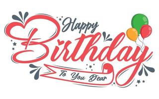 Lycklig födelsedag typografi eller kalligrafi text med ballonger vektor
