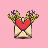 Valentinstag-Vektorsymbol Illustration eines Umschlags mit Herz- und Blumendekoration vektor