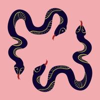 magische mystische Schlangen. freaky skurrile Schlangen. Karte im modernen Doodle-Stil. Vektor-Illustration vektor