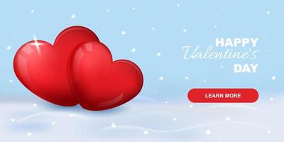 Valentinstag-Design. urlaubsbanner, webposter, flyer, stilvolle broschüre, grußkarte, cover. Vektorillustration auf schneebedecktem Hintergrund. vektor