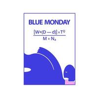 ein Plakat für den deprimiertesten Tag des Jahres. blauer Montag. verärgerter Mensch. Vektor-Illustration vektor