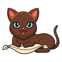 niedlicher brauner Katzen-Cartoon Havannas auf dem Kissen vektor