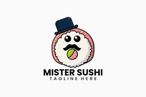 Flaches modernes Template-Mister-Sushi-Logo vektor