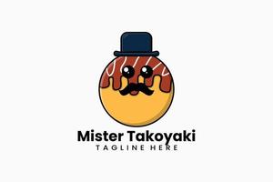 platt modern mall mister takoyaki logotyp vektor