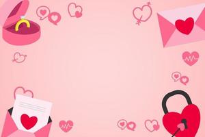 design platt valentines dag rosa bakgrund med komponent. vektor