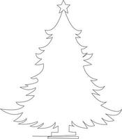weihnachtsbaum im kunstzeichnungsstil mit durchgehender linie. Fichte schwarzes lineares Design isoliert auf weißem Hintergrund. Vektor-Illustration vektor