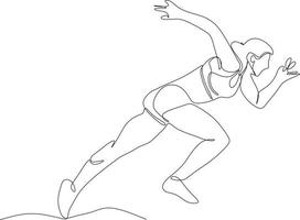 kontinuierliche Linienzeichnung. Sportfrau, die auf weißem Hintergrund läuft. Vektor-Illustration vektor