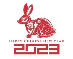 frohes chinesisches neujahr 2023 jahr der roten designvektor-abstrakten illustration des kaninchens vektor