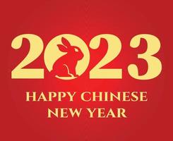 frohes chinesisches neujahr 2023 jahr des kaninchens abstrakter golddesign-illustrationsvektor mit rotem hintergrund vektor