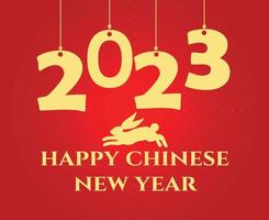 Lycklig kinesisk ny år 2023 år av de kanin guld abstrakt design illustration vektor med röd bakgrund