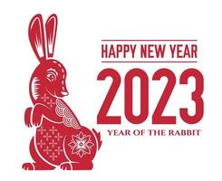frohes chinesisches neujahr 2023 jahr des kaninchenroten designvektors abstrakte illustration mit weißem hintergrund vektor