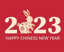 frohes chinesisches neujahr 2023 jahr des kaninchendesigns abstrakte vektorillustration mit rotem hintergrund vektor