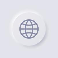 Globus-Symbol, weißer Neumorphismus, weiches UI-Design für Webdesign, Anwendungs-UI und mehr, Schaltfläche, Vektor. vektor