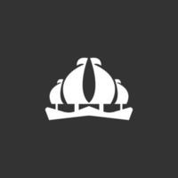 einfaches segelschiff auf schwarzem hintergrund symbol logo vektor