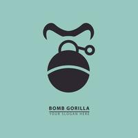 Gorilla-Mundvektor, der eine Bombe für das Logo-Symbol bildet vektor