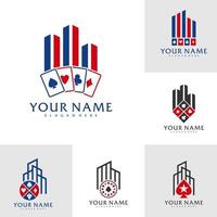 Satz von City-Poker-Logo-Vektorvorlagen, kreative Poker-Logo-Designkonzepte vektor